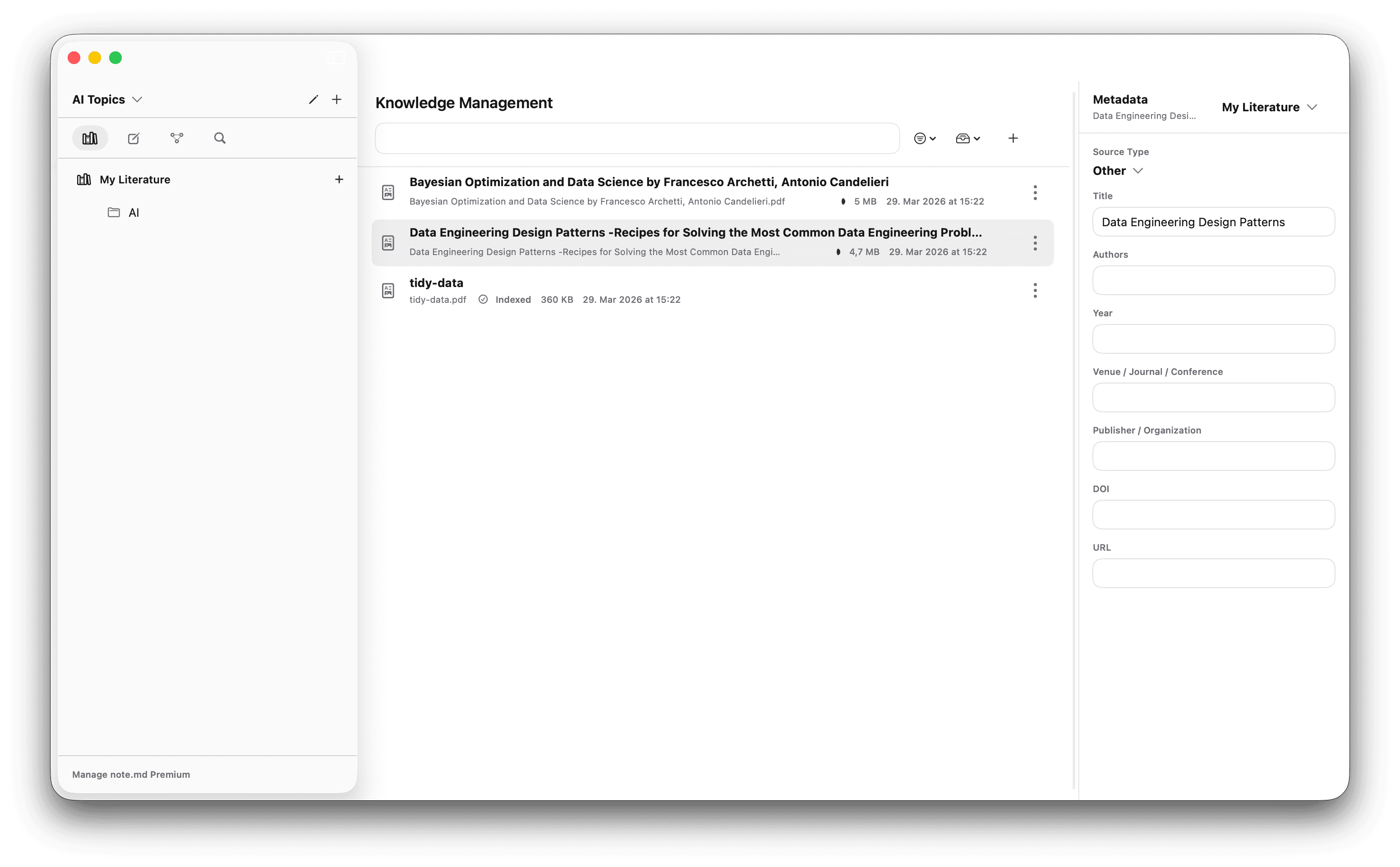 note.md Knowledge Management screenshot