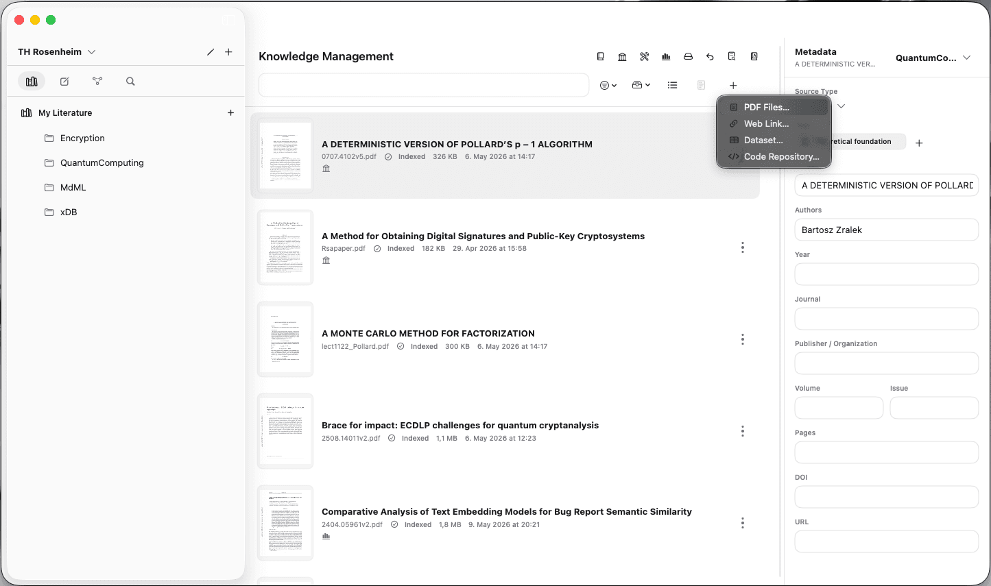 Adding a new PDF source in note.md Knowledge Management